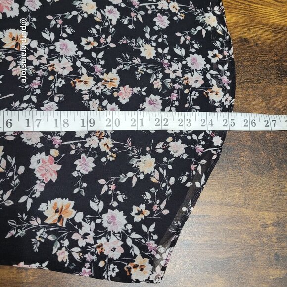 WHBM Floral Chiffon Ruffle Crochet Lace Top 1X Sheer Flutter Sleeve Ethereal - Picture 10 of 14